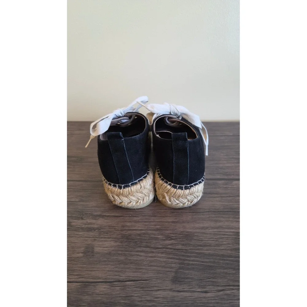 Eric Michael Black Suede Espadrille Platform Lace Up Shoes‎ Spain Womens 38/7.5